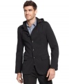 This hooded jacket from Kenneth Cole New York combines downtown cool with uptown polish.