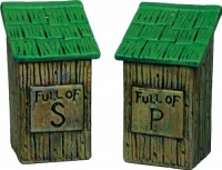 River's Edge 530 Ceramic Out House Shaped Salt and Pepper Shakers River's Edge 530 Ceramic Out House Shaped Salt and Pepper Shakers