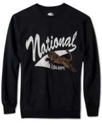 You'll be a style all-star in this sporty and cozy Public Universe fleece pullover. You'll be a style all-star in this sporty and cozy Public Universe fleece pullover.