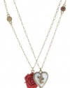 Lucky Brand Carved Heart and Flower Necklace