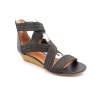 Lucky Brand Netta Open Toe Wedge Sandals Shoes Black Womens