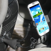 iKross Universal Cigarette Car Mount Holder with 2 USB Port and Extra Socket - include Micro-USB Data Cable