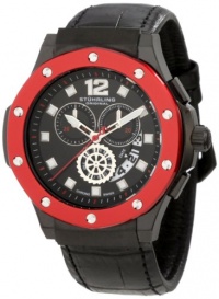 Stuhrling Original Men's 160F2.332T51 Apocalypse Trinity Chronograph Black IP Red Bezel Watch