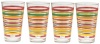 Fiesta Multi-Color Stripe Glassware, 16-Ounce Tapered Cooler, Scarlet Collection, Set of 4