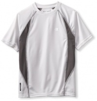 Champion Boys 8-20 Double Dry Colorblock Short Sleeve Tee, White/Smoked Pearl, 18-20 Champion Boys 8-20 Double Dry Colorblock Short Sleeve Tee, White/Smoked Pearl, 18-20