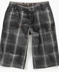 Vivid visual. Refresh his wardrobe with the grid pattern on these Beck shorts from DKNY. Vivid visual. Refresh his wardrobe with the grid pattern on these Beck shorts from DKNY.