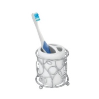 InterDesign Twigz Toothbrush Holder, Silver/White InterDesign Twigz Toothbrush Holder, Silver/White