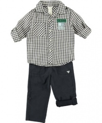 GUESS Kids Boys Checkered Long-Sleeve Shirt with Convert, CHECK (18M) GUESS Kids Boys Checkered Long-Sleeve Shirt with Convert, CHECK (18M)