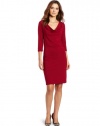 Three Dots Red Women's Cowl Neck Dress, Ruby Red, X-Large