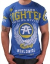 American Fighter By Affliction Fly By Men's Crewneck T-Shirt Tee Blue