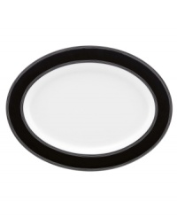 A graphic black-and-white edge makes this kate spade new york platter a chic complement to dinnerware graced with Florence Broadhurt's timeless Japanese Floral print. A graphic black-and-white edge makes this kate spade new york platter a chic complement to dinnerware graced with Florence Broadhurt's timeless Japanese Floral print.