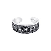 Sterling Silver Toe Ring Sun and Stars, One Size Fits All Sterling Silver Toe Ring Sun and Stars, One Size Fits All