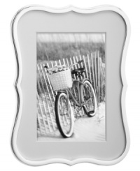 Shiny silver plate flows in graceful curves around the Crown Point picture frame, accenting a personal gallery with the modern polish of kate spade new york. Its white mat provides a crisp, clean contrast to any photo. Shiny silver plate flows in graceful curves around the Crown Point picture frame, accenting a personal gallery with the modern polish of kate spade new york. Its white mat provides a crisp, clean contrast to any photo.