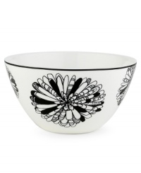 A graphic, kaleidoscope-inspired design featuring the timeless shades of black and white lends any gathering sophistication. Designed to mix and match with the coordinating collection. Not shown. A graphic, kaleidoscope-inspired design featuring the timeless shades of black and white lends any gathering sophistication. Designed to mix and match with the coordinating collection. Not shown.
