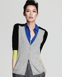 Crisp color blocking and a chic high/low hem lend modern inspiration to a classic C by Bloomingdale's cardigan. Style with your favorite workweek essentials for 9-to-5 edge. Crisp color blocking and a chic high/low hem lend modern inspiration to a classic C by Bloomingdale's cardigan. Style with your favorite workweek essentials for 9-to-5 edge.