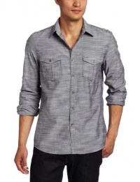 Kenneth Cole Men's Double Pocket Solid Slub Shirt Kenneth Cole Men's Double Pocket Solid Slub Shirt