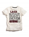 GUESS Kids Boys Crewneck Tee with Mixed Screen and Appli, OFF WHITE (5/6)