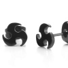 Men's Stainless Steel Black Stud Earrings Blade Style