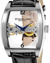 Stuhrling Original Men's 303.33152 Leisure Millennia Ravine Mechanical Skeleton Silver Tone Black Leather Strap Watch