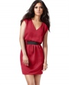 Make a chic statement in RACHEL Rachel Roy's banded waist dress. A bold color really makes the look pop!