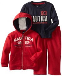 Nautica Sportswear Kids Baby-Boys Infant 3 Piece Full Zip Fleece Bottom And Long Sleeve Knit Sweater Set Nautica Sportswear Kids Baby-Boys Infant 3 Piece Full Zip Fleece Bottom And Long Sleeve Knit Sweater Set
