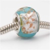 Murano Style Glass Silver & Gold Foil Lampwork Bead Fits Pandora Turquoise 14mm (1)