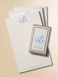 A gift any parent or child will cherish, featuring an original Charles Fradin rocking horse illustration on a collection of oversized note pads and bookplates destined to find a place in every word the recipient writes or reads. A gift any parent or child will cherish, featuring an original Charles Fradin rocking horse illustration on a collection of oversized note pads and bookplates destined to find a place in every word the recipient writes or reads.
