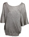 Alfani Womens Sequin Batwing Sleeve Top