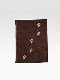 Handcrafted of French goatskin with a golden trail of paw prints, this small booklet is an ideal keepsake of four-legged memories. Holds 20 4X 6 photos Made in USA Handcrafted of French goatskin with a golden trail of paw prints, this small booklet is an ideal keepsake of four-legged memories. Holds 20 4X 6 photos Made in USA