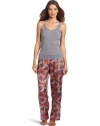 Dearfoams Women's Satin Trim Tank And Pant Pajama Set