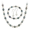 Sterling Silver Freshwater Cultured Multi Color Pearl Necklace, Bracelet Earring Jewelry Set