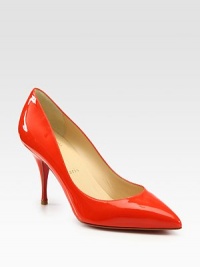 Patent leather style with a figure-flattering point toe and signature red leather sole. Self-covered heel, 3½ (90mm)Patent leather upperLeather liningSignature red leather solePadded insoleMade in ItalyOUR FIT MODEL RECOMMENDS ordering one size up as this style runs small. Patent leather style with a figure-flattering point toe and signature red leather sole. Self-covered heel, 3½ (90mm)Patent leather upperLeather liningSignature red leather solePadded insoleMade in ItalyOUR FIT MODEL RECOMMENDS ordering one size up as this style runs small.