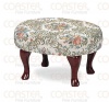 Coaster Queen Anne Style Footstool with Floral Damask Covered, Cherry Finish