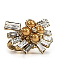 Feminine with a vintage feel, ABS by Allen Schwartz' bold ring is heavy on sparkle. The deco-chic bauble makes a megawatt statement with both sleek frocks and glamourous gowns.