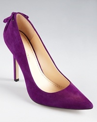 A decorative lace-up detail at the heel lends a coquette-like feel to Enzo Angioloni's Cimino pumps. A decorative lace-up detail at the heel lends a coquette-like feel to Enzo Angioloni's Cimino pumps.