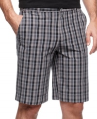 Check yourself. These plaid shorts from Alfani give any warm-weather look a shot of urban cool. Check yourself. These plaid shorts from Alfani give any warm-weather look a shot of urban cool.