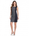 DKNYC Women's Sleeveless Crewneck Dress With Contrast Side Panel, Spring Navy, 06