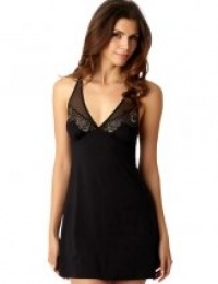 OnGossamer Women's Boudoir Blooms Nightie, Black/Champagne, L OnGossamer Women's Boudoir Blooms Nightie, Black/Champagne, L