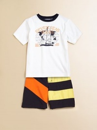 Inspired by the seas, this sporty cotton knit is embellished with a sailboat and world graphic.CrewneckShort sleevesFront graphicCottonMachine washImported Inspired by the seas, this sporty cotton knit is embellished with a sailboat and world graphic.CrewneckShort sleevesFront graphicCottonMachine washImported
