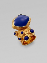 Held in an intriguing freeform setting, boldly colored enamel is suspended above your finger. Goldtone tin metalEnamelMade in Italy Held in an intriguing freeform setting, boldly colored enamel is suspended above your finger. Goldtone tin metalEnamelMade in Italy