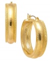 Beautifully etched at the edges, these elegant hoop earrings from Charter Club are styled in a band silhouette. Crafted in gold tone mixed metal. Approximate drop: 1-1/5 inches.