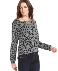 NY Collection's sweater goes contemporary with a high-low hem and an intarsia-style leopard pattern. NY Collection's sweater goes contemporary with a high-low hem and an intarsia-style leopard pattern.