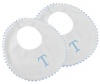 Princess Linens Garden Pique Bib, 2-pack - White with Baby Blue Rick Rack Trim-T