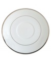 Pure refinement simply stated, the Mikasa Cameo Platinum dinnerware and dishes collection is shear elegance in classic form. Dazzling white china is delicately embellished with platinum band detailing. The understated style of this saucer works as well with other patterns as it does with the coordinating collection.