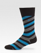 Add a dose of colorful energy to your professional attire with these comfortable, striped cotton-blend socks.Mid-calf height74% cotton/24% polyamide/2% elastaneMachine washImported