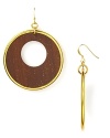 Kenneth Jay Lane's gold-accented wood hoop earrings lend a boho chic finish to your look.