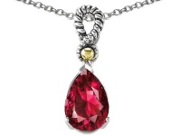 Original Star K(tm) 11x8mm Pear Shape Created Ruby Pendant in 925 Sterling Silver