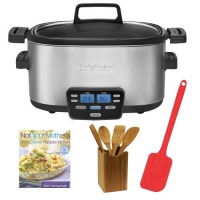 Cuisinart Cook Central MSC-600 6 quart Slow Cooker + 5 Piece Bamboo Utensil Set + Not Your Mother's Slow Cooker Recipes for Two + Silicone Spatula