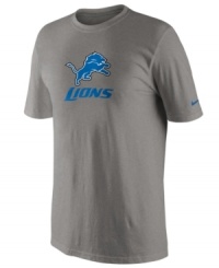 From the pre-game to after-party, show off your Detroit Lions pride in this NFL football t-shirt from Nike. From the pre-game to after-party, show off your Detroit Lions pride in this NFL football t-shirt from Nike.
