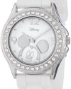 Disney Women's MK1093 Rhinestone Accent Mickey Mouse White Rubber Strap Watch